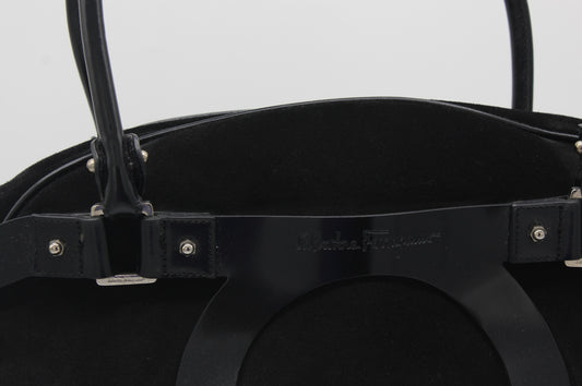 Salvatore Ferragamo Black Suede Handbag