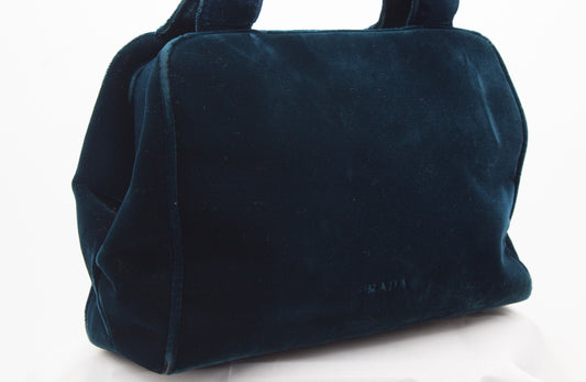 Prada Dark Green Velvet Handbag