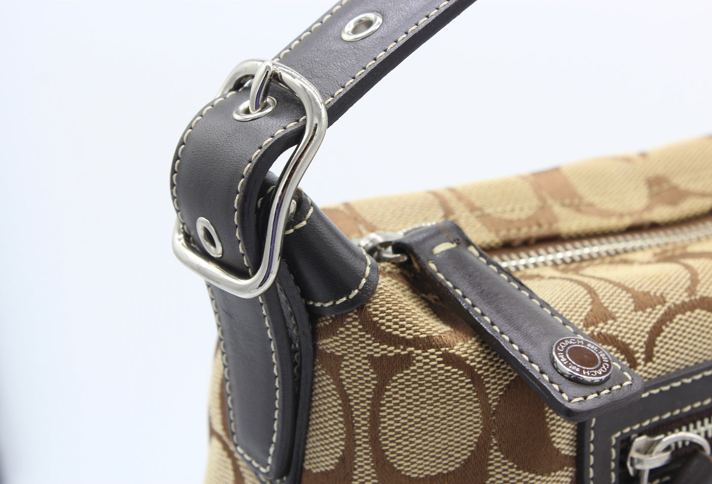 Coach Light Brown Monogram Small Handbag