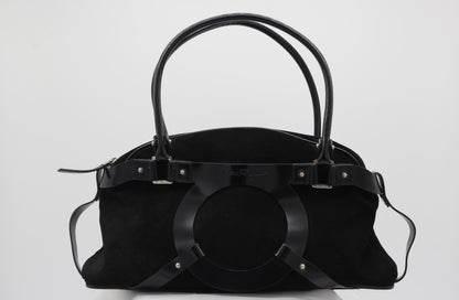 Salvatore Ferragamo Black Suede Handbag