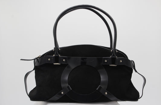 Salvatore Ferragamo Black Suede Handbag