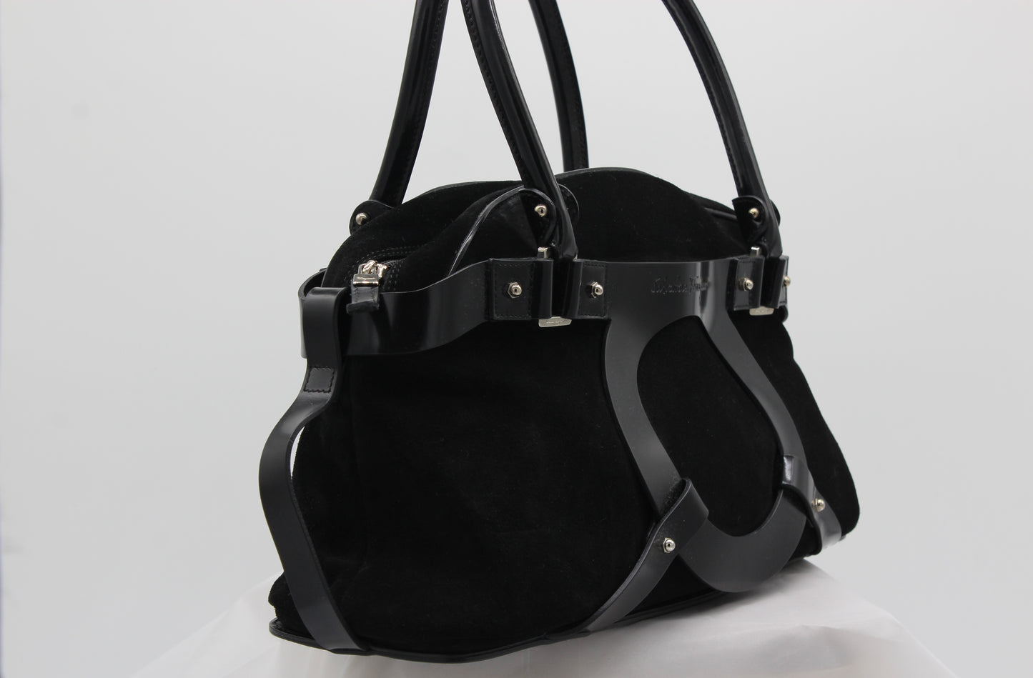 Salvatore Ferragamo Black Suede Handbag