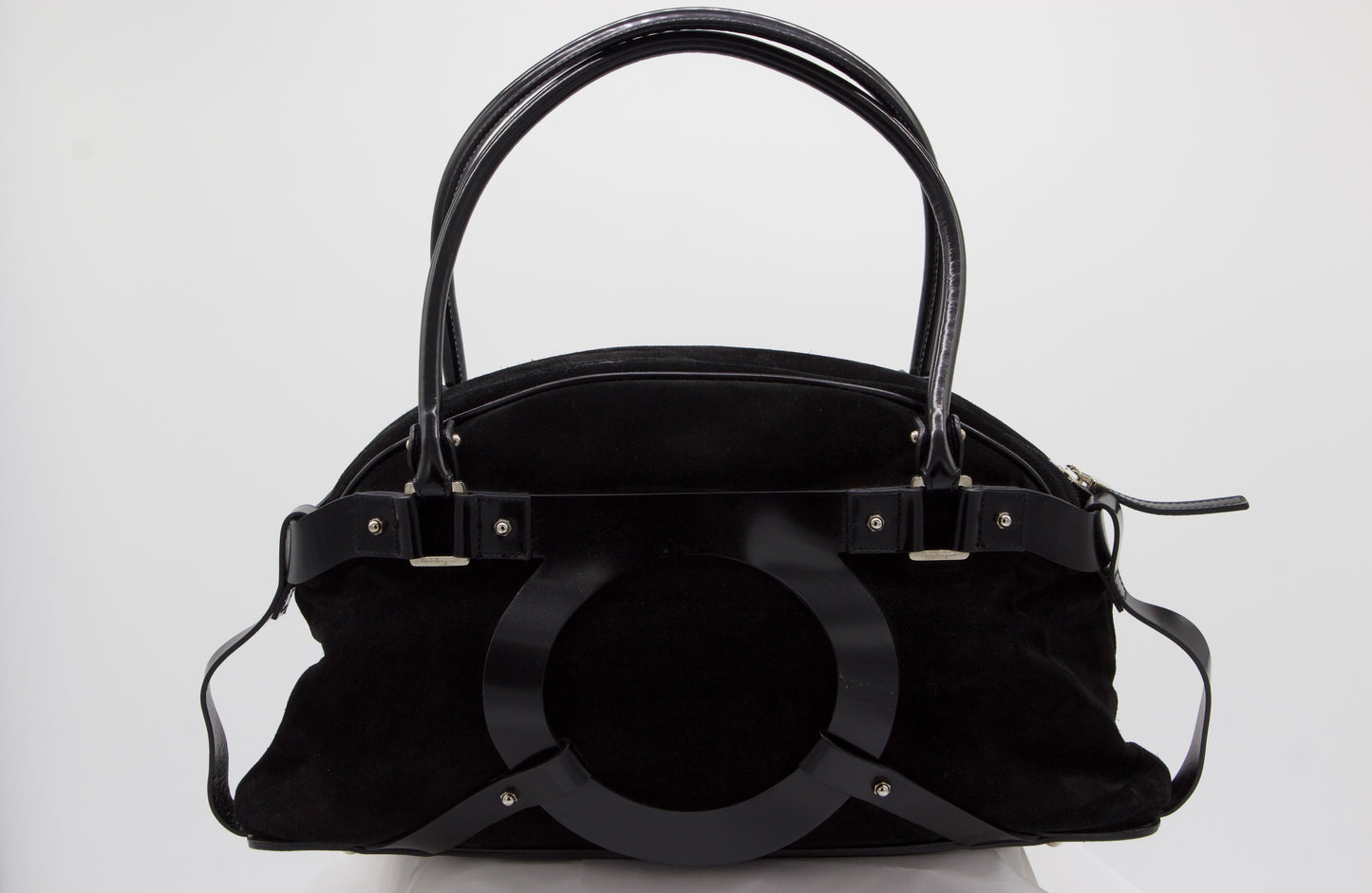 Salvatore Ferragamo Black Suede Handbag