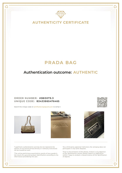 Prada Vintage Verni Trimmed Vitello Shoulder Bag in Colour Sabbia/Per